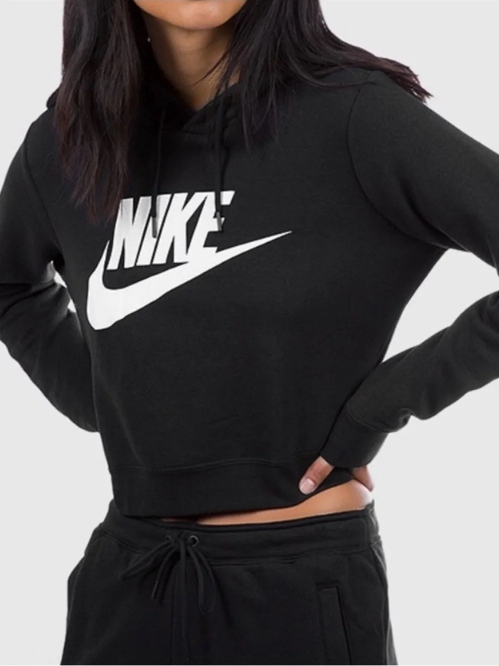 Nike Graphic Cropped Hoodie Black  Size Small